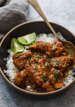 Chicken curry over rice